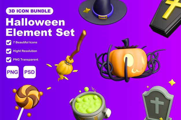 3D アイコンセット エレメント ハロウィーン