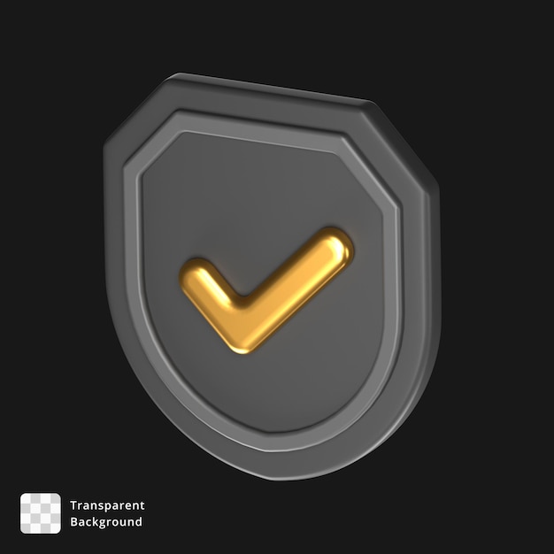 PSD 3d icon of a shield with tick sign