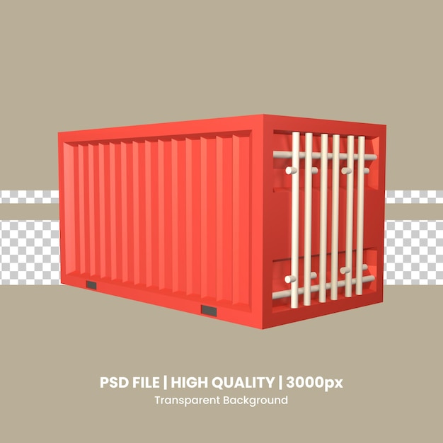 3d icon shipping container rendered isolated on the transparent background