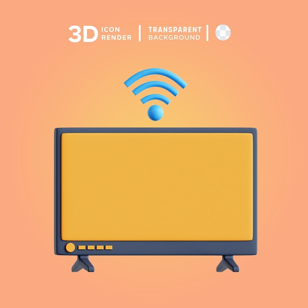 PSD illustrazione di smart tv con icona 3d