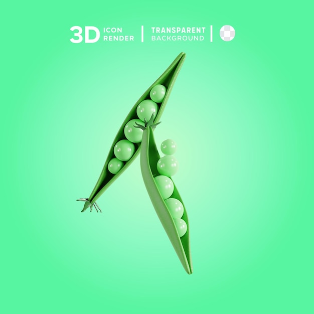 PSD 3d icon snow peas illustration