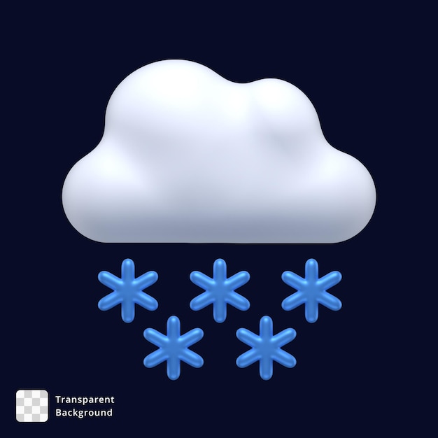 PSD 3d icon of a snowing cloud