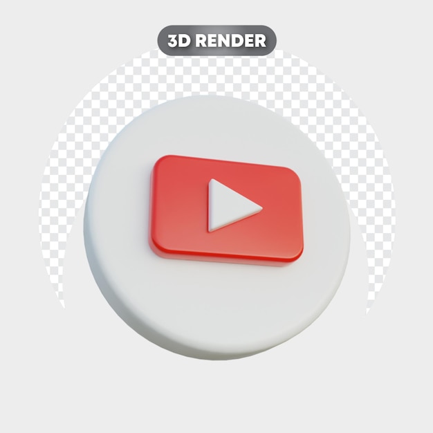 3d icon of social media isolated left side youtube