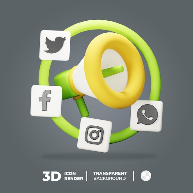 3d icon social media marketing