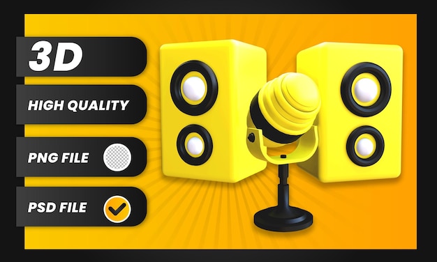 PSD 3d icon speaker with microphone