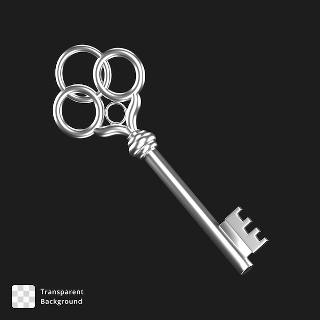 PSD 3d icon of an special silver key