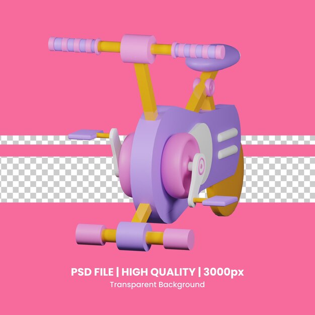 PSD 3d icon spin bike isolated on the transparent background