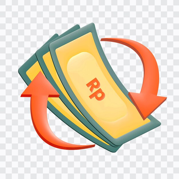 PSD 3d icon a stack of money with the word rp on it
