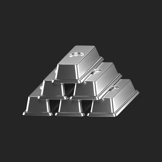 PSD 3d icon of stack of silver bars