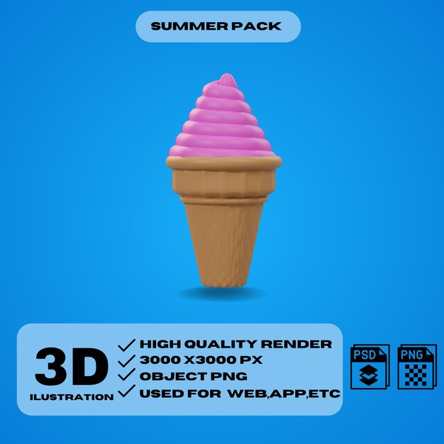 3d icon for summer time