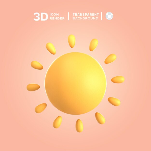 PSD icona 3d del sole soleggiato illustrazione