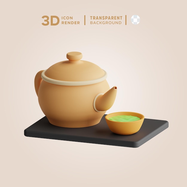 PSD 3d icon tea japanese food ilustration