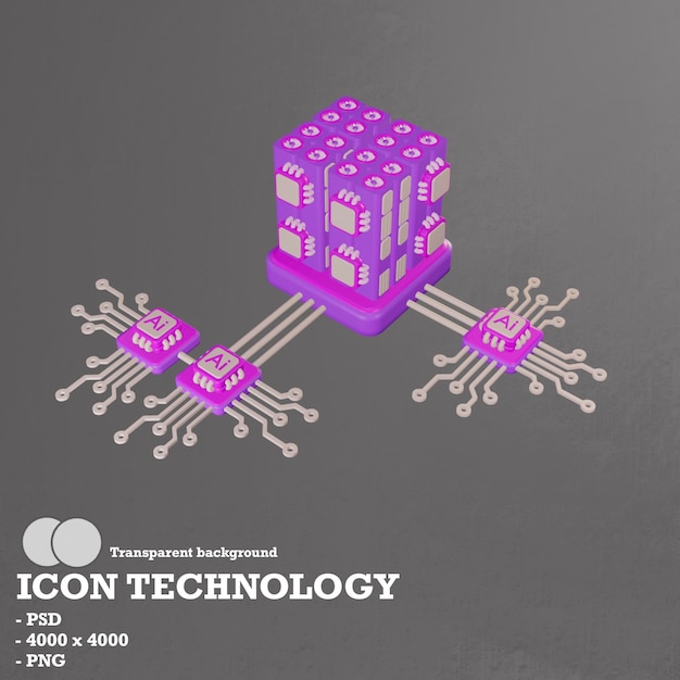 3d icon technology blockchain and artificial intelligence