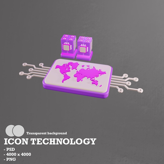 3D アイコン ブロックチェーンと人工知能