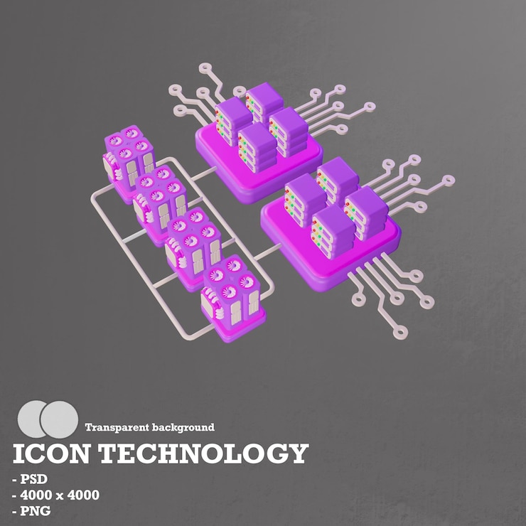 PSD 3d icon technology blockchain and artificial intelligence