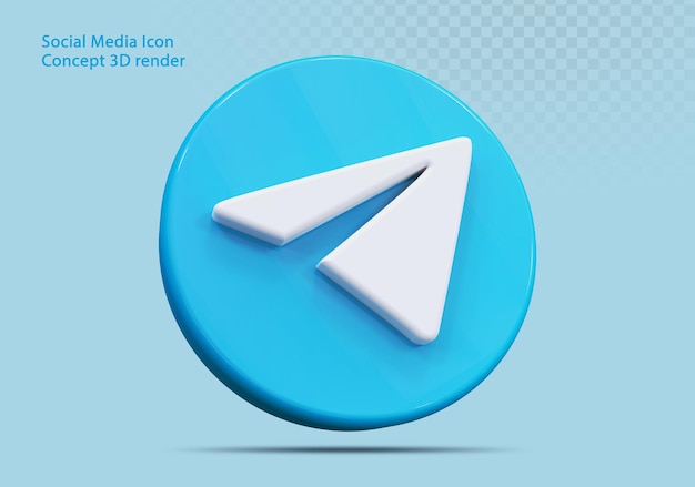 3D значок Telegram в социальных сетях