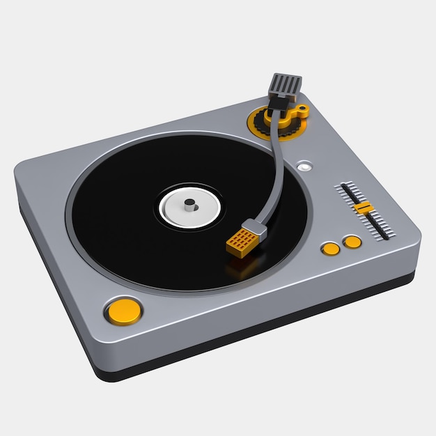 3D icon of turntable with vinyl in classy grey color
