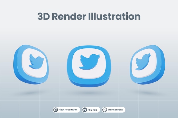 3d icon twitter social media logo isolated render