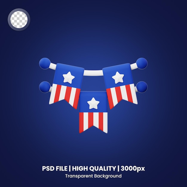 3D Icon United States Flag Banner