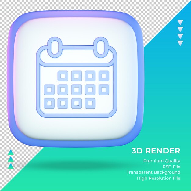 Icona 3d università calendario rendering vista frontale