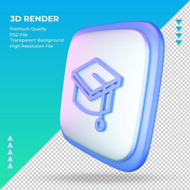 3Dアイコン大学キャップサインレンダリング右側面図