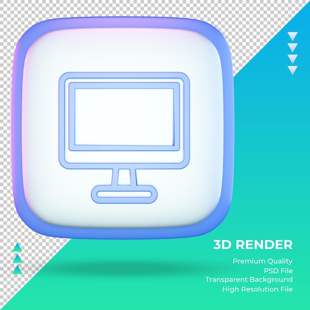 PSD 3d значок университет компьютер знак рендеринга вид спереди