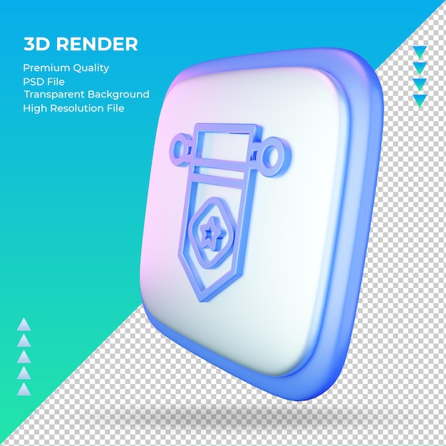 3dアイコン大学旗サインレンダリング右側面図