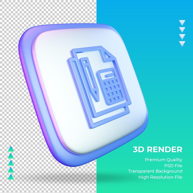 PSD 3d значок университет математики знак рендеринга вид слева