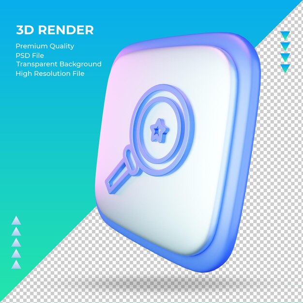 3d icon university search sign rendering right view