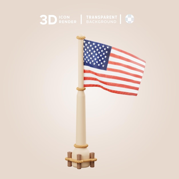 PSD 3d icon usa flag ilustration