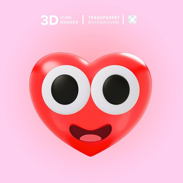 PSD 3d icon valentine happy emoji illustration