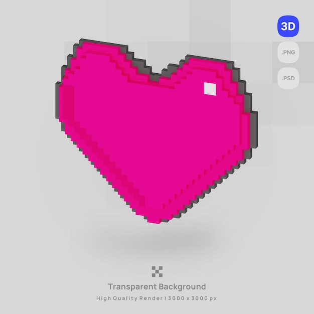 3d icon valentine love voxel illustration concept icon