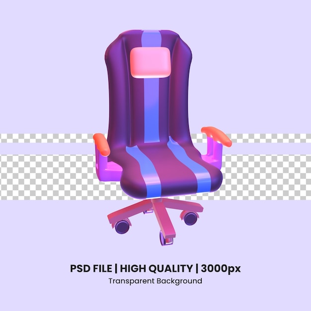 3d icon video games gaming chair rendered isolated on the transparent background