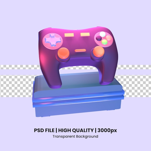 3D icon video games gaming console rendered isolated on the transparent background