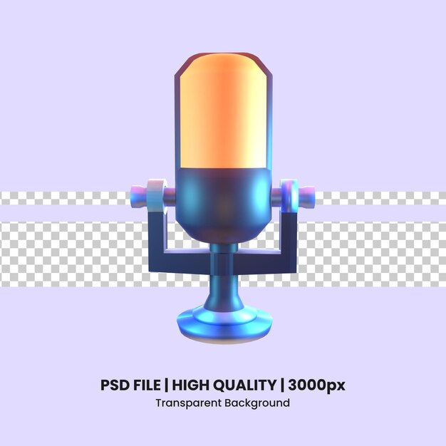 PSD 3d icon video games microphone rendered isolated on the transparent background