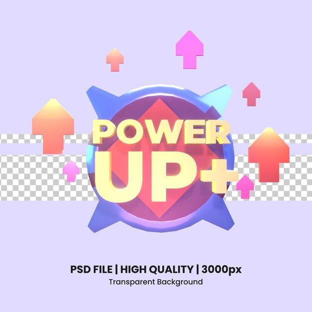 PSD 3d icon video games powerup rendered isolated on the transparent background