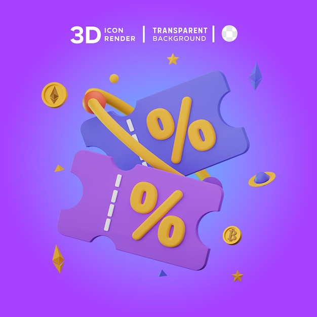 PSD 3d icon voucher discount illustartor