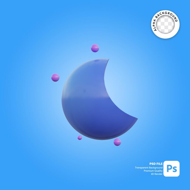 3d icon weather blue crescent