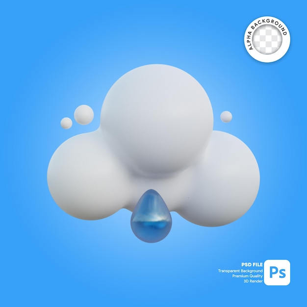 3d icon weather cloudy and drizzling