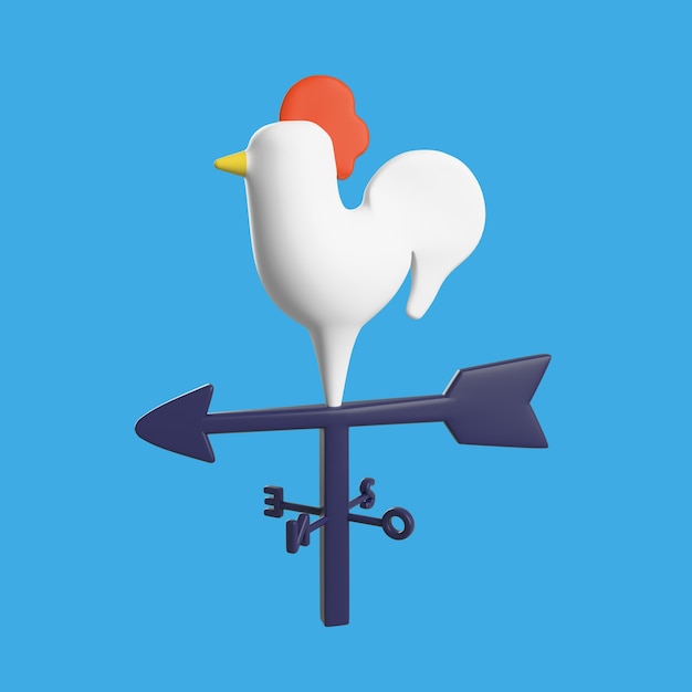 3d icon for weather conditions with wind rooster