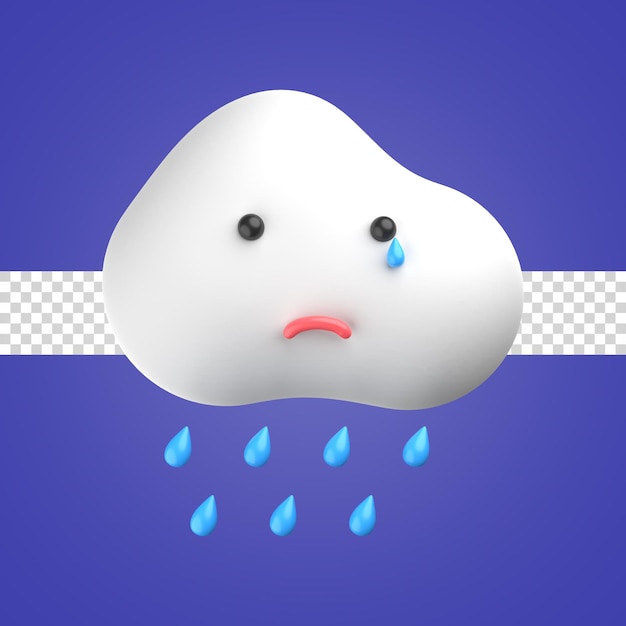 PSD 3dアイコン天気雨絵文字泣き