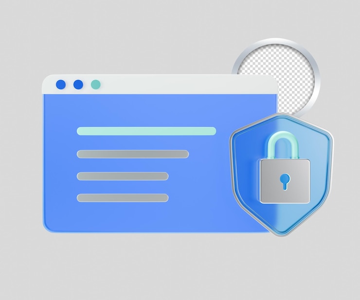 PSD a 3d icon of website security and protection