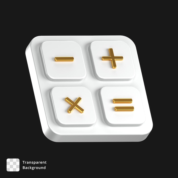 PSD 3d icon of white calculator