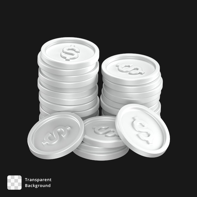 3D-икона белой стопки монет
