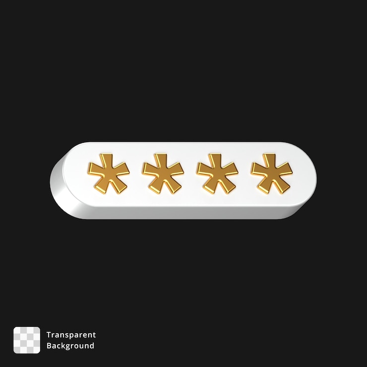 PSD 3d icon of white password