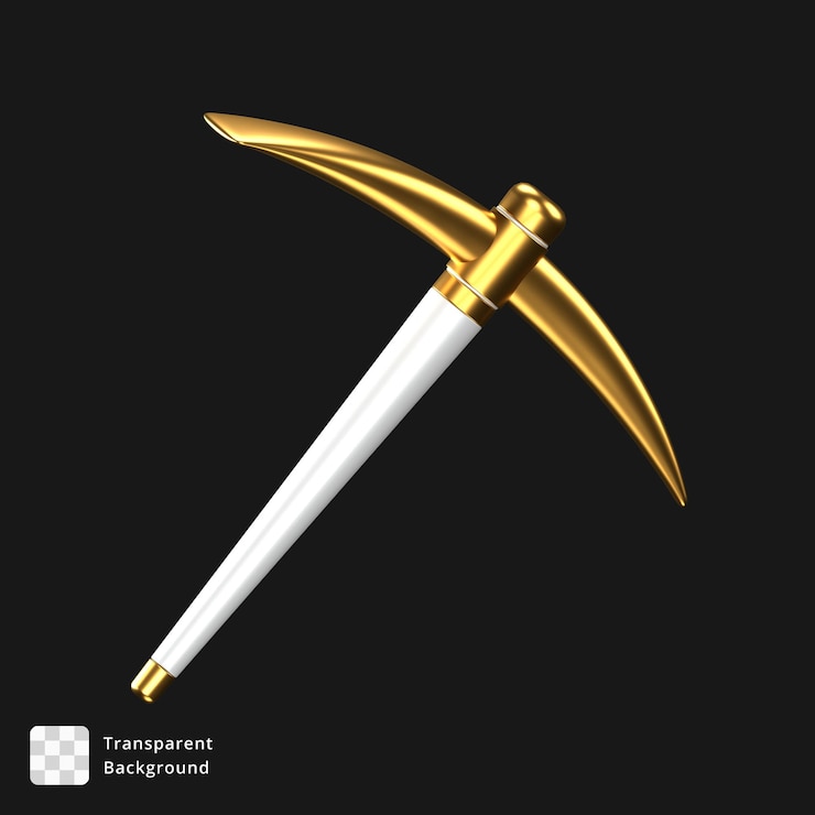 PSD 3d icon of white pickaxe