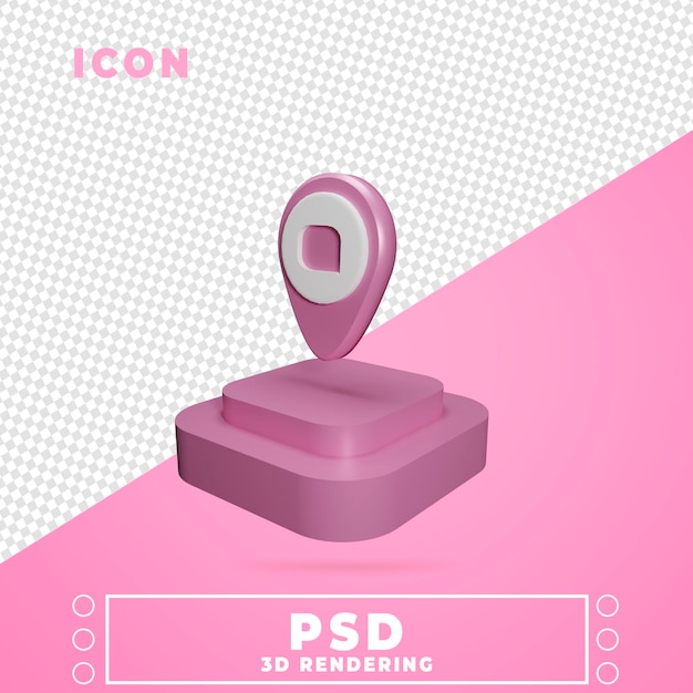 PSD 3d icon with pin map podium rendering isolated