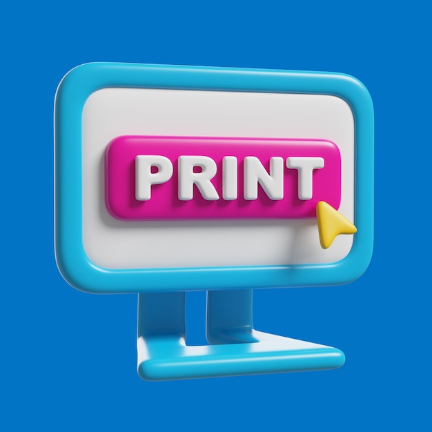 PSD 3d icon with print button