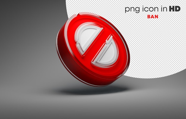 PSD 3d icon with transparent background - ban (right-up)