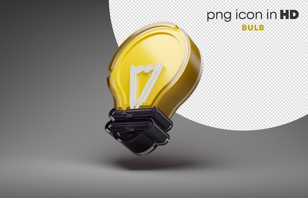 PSD 3d icon with transparent background - bulb (left-up)